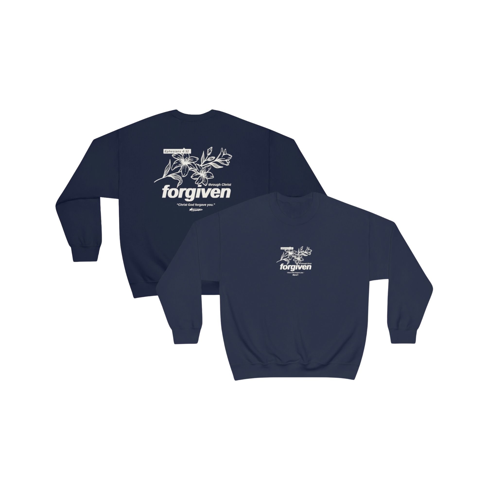 “FORGIVEN” Crewneck - Navy Blue sold by Revelation Apparel