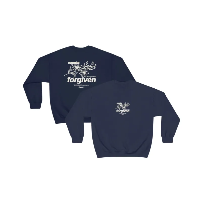 “FORGIVEN” Crewneck - Navy Blue sold by Revelation Apparel