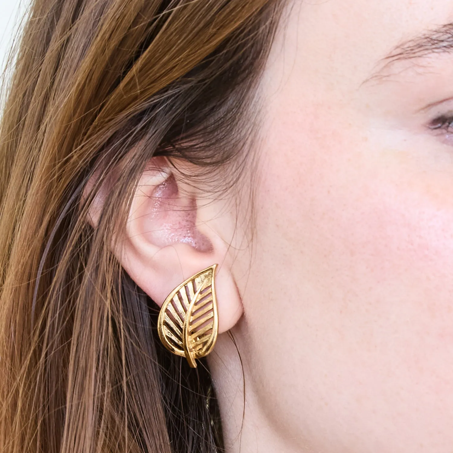 Vintage Monet Gold Leaf Earrings sold by Admiral Row product image thumbnail 2