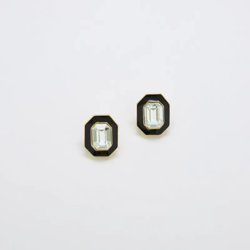 Vintage Pave Black and Gold Trifari Emerald Earrings sold by Admiral Row