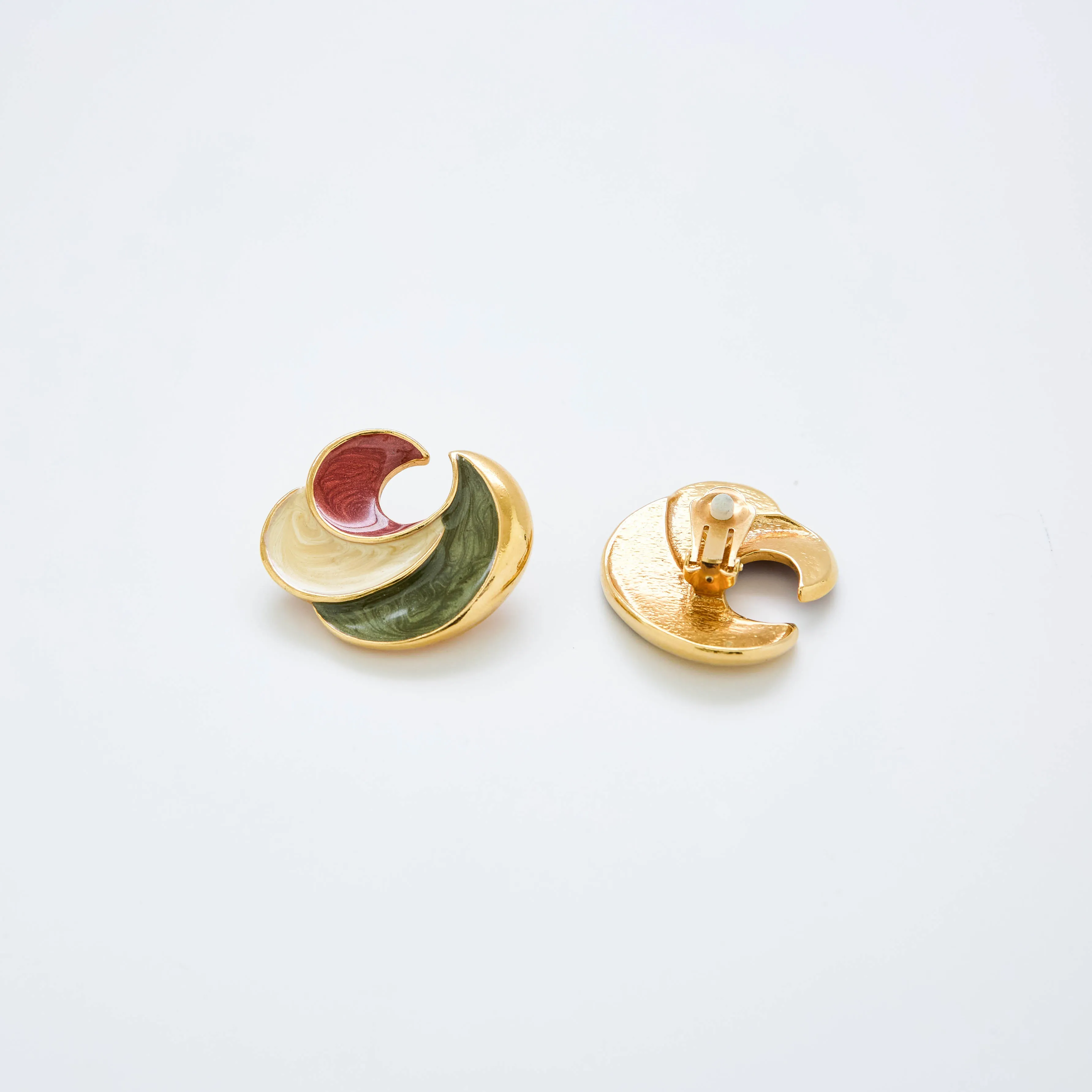 Vintage Tri-Color Crescent Earrings sold by Admiral Row product image thumbnail 3