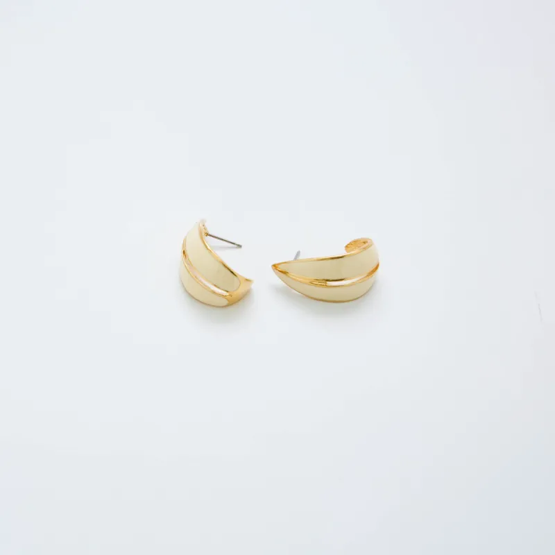 Vintage Trifari Off White and Gold Earrings sold by Admiral Row