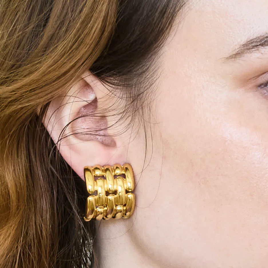 Vintage Givenchy Gold Link Half Hoop Statement Earrings sold by Admiral Row product image thumbnail 2