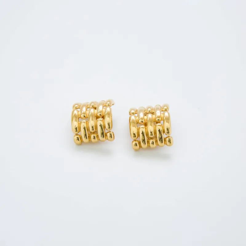 Vintage Givenchy Gold Link Half Hoop Statement Earrings sold by Admiral Row