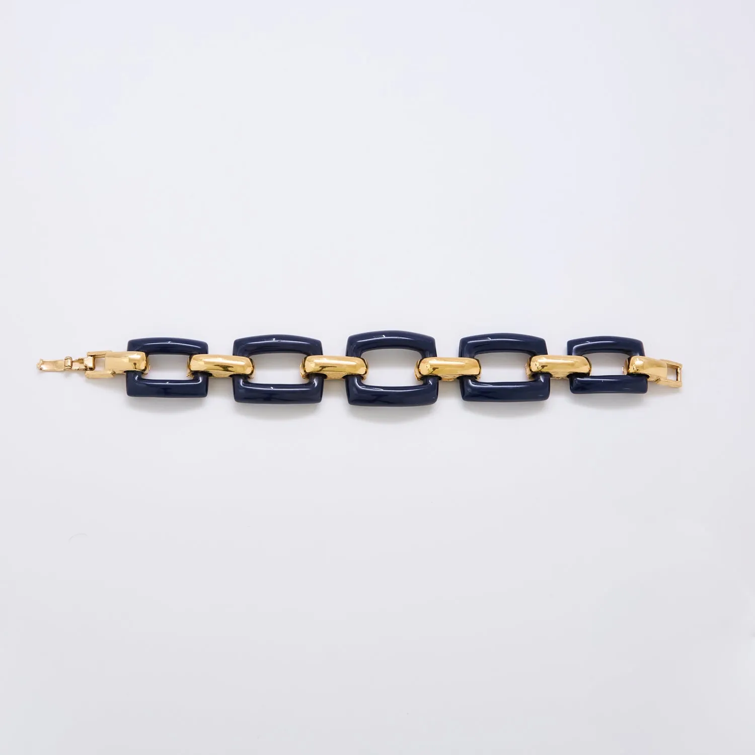 Vintage Monet Chunky Blue and Gold Bracelet sold by Admiral Row