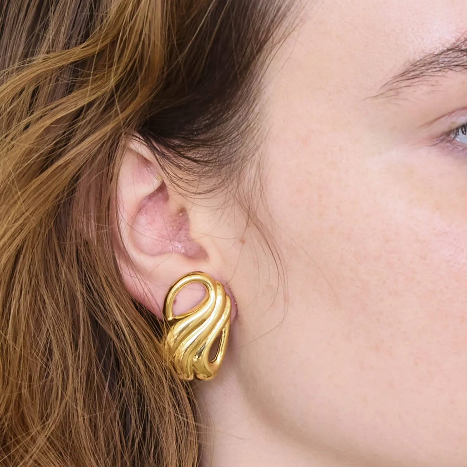 Vintage Monet Abstract Gold Earrings sold by Admiral Row product image thumbnail 2