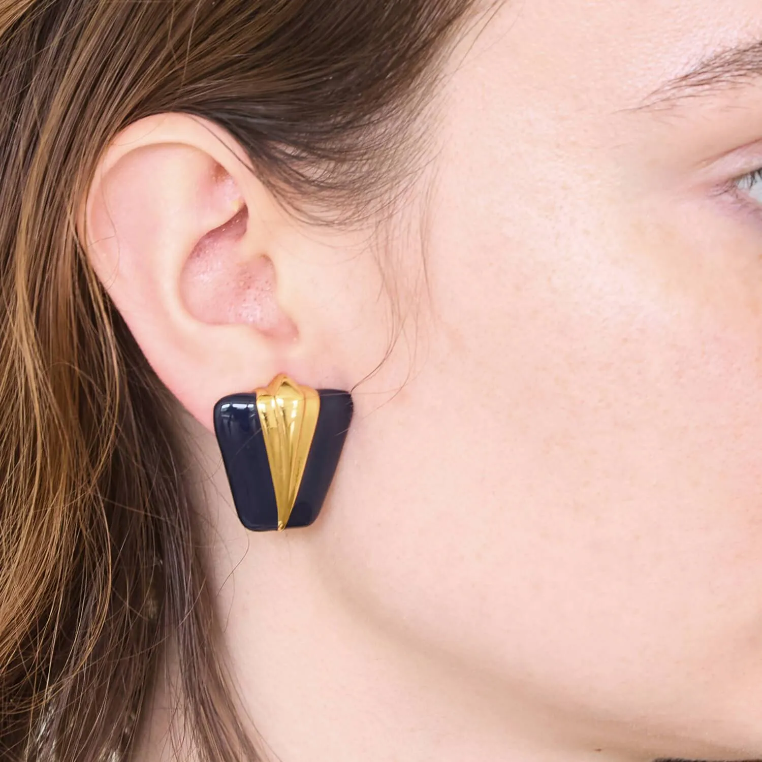 Vintage GJD Black and Gold Earrings sold by Admiral Row product image thumbnail 2