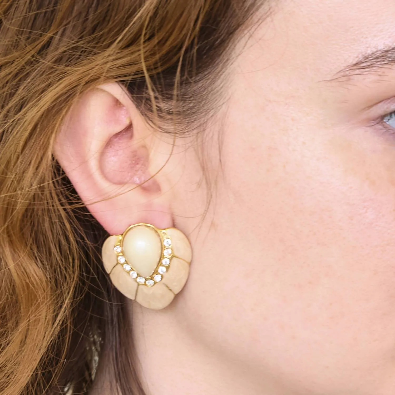 Vintage Pearl and CZ Deco-Style Earrings sold by Admiral Row product image thumbnail 2