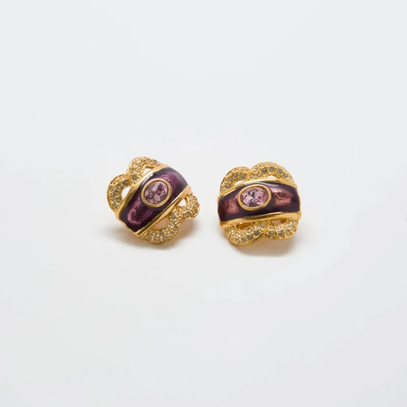 Vintage Purple CZ Clip-on Earrings sold by Admiral Row