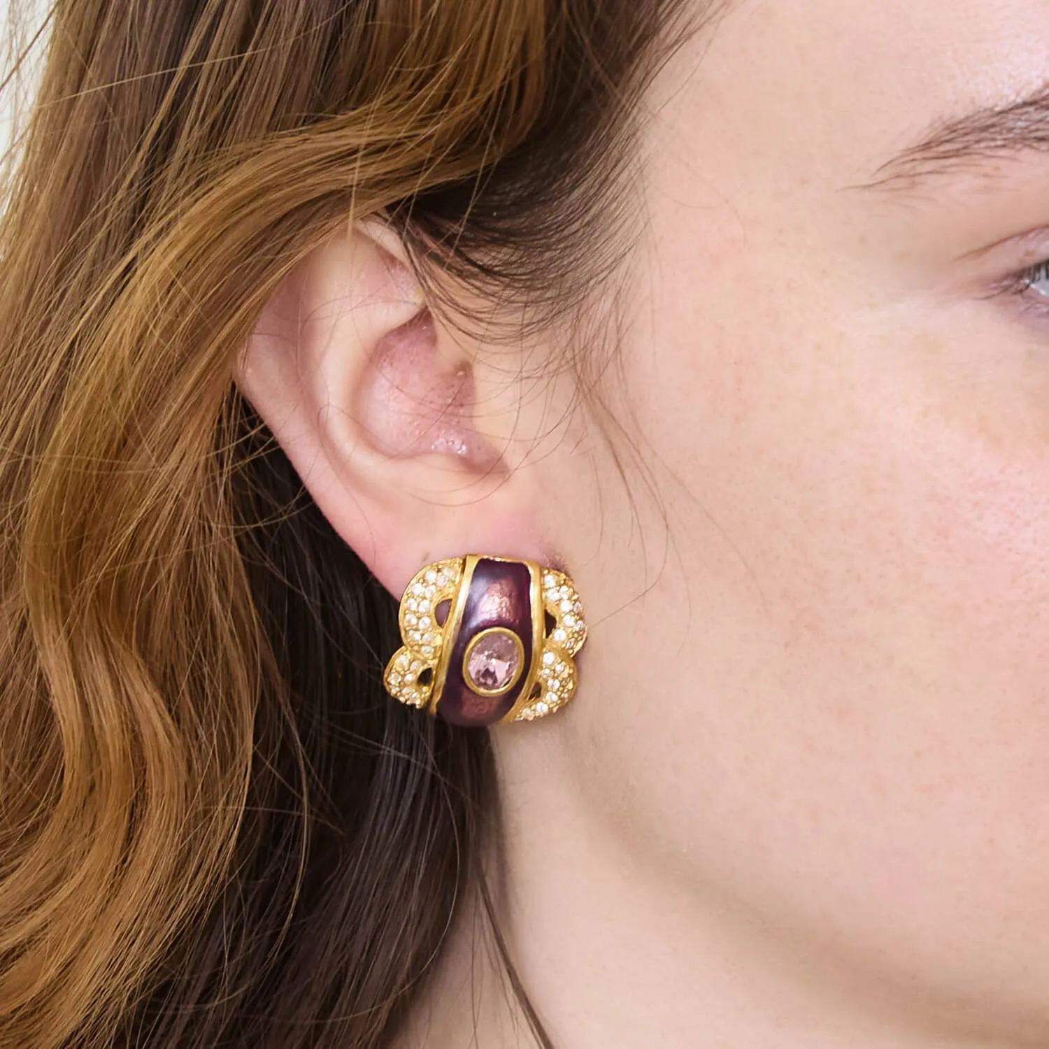 Vintage Purple CZ Clip-on Earrings sold by Admiral Row product image thumbnail 2