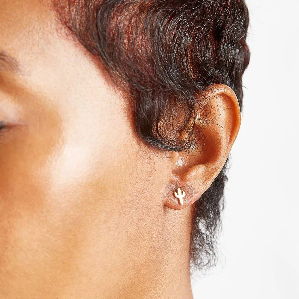Gold Cactus Stud Earrings - Imperfect sold by Admiral Row product image thumbnail 2