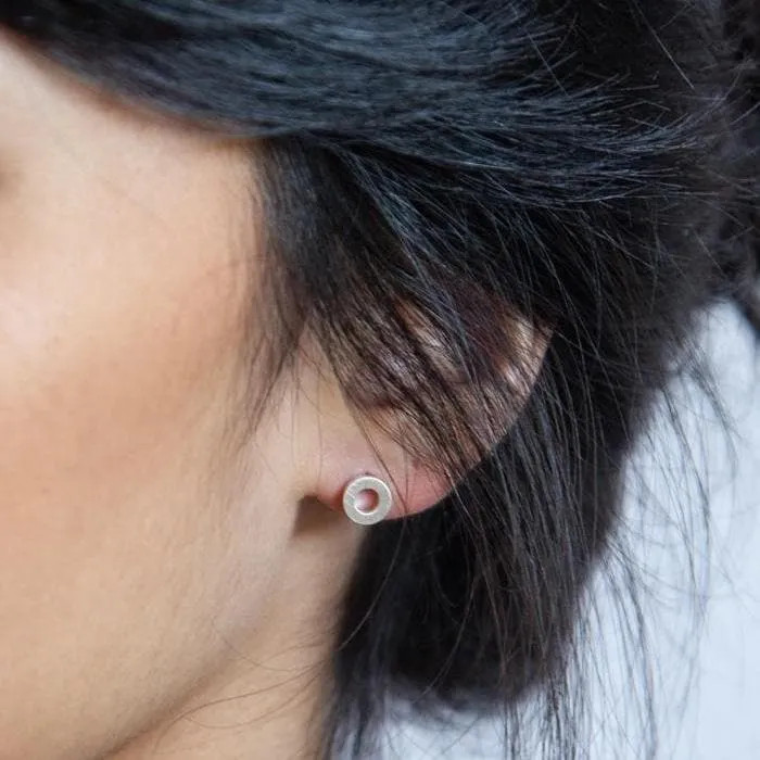 Silver Circle Outline Stud Earrings sold by Admiral Row product image thumbnail 2