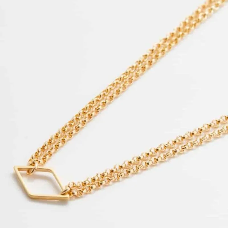 Gold Diamond Double Link Choker Necklace sold by Admiral Row
