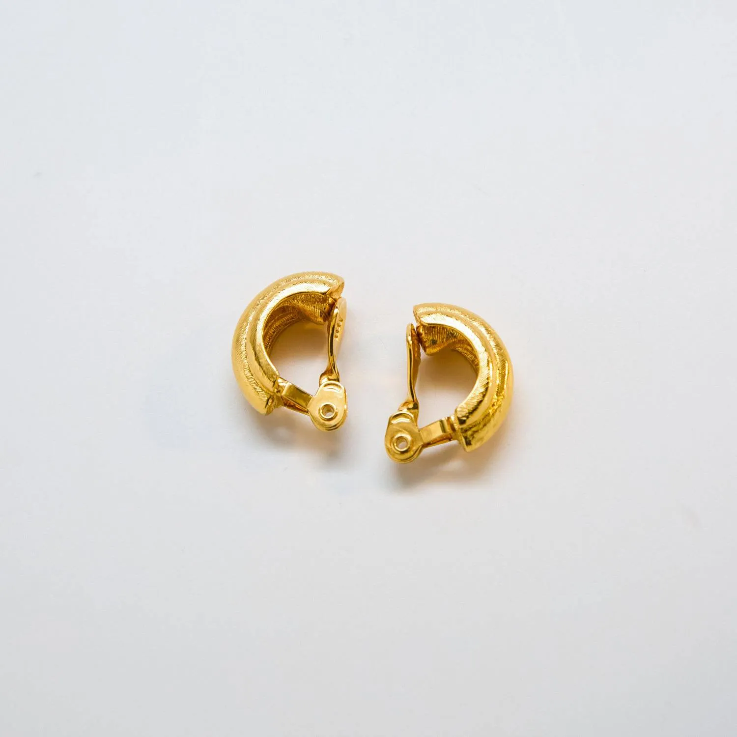 Vintage Monet Textured Half-hoop Clip on Earrings sold by Admiral Row product image thumbnail 3