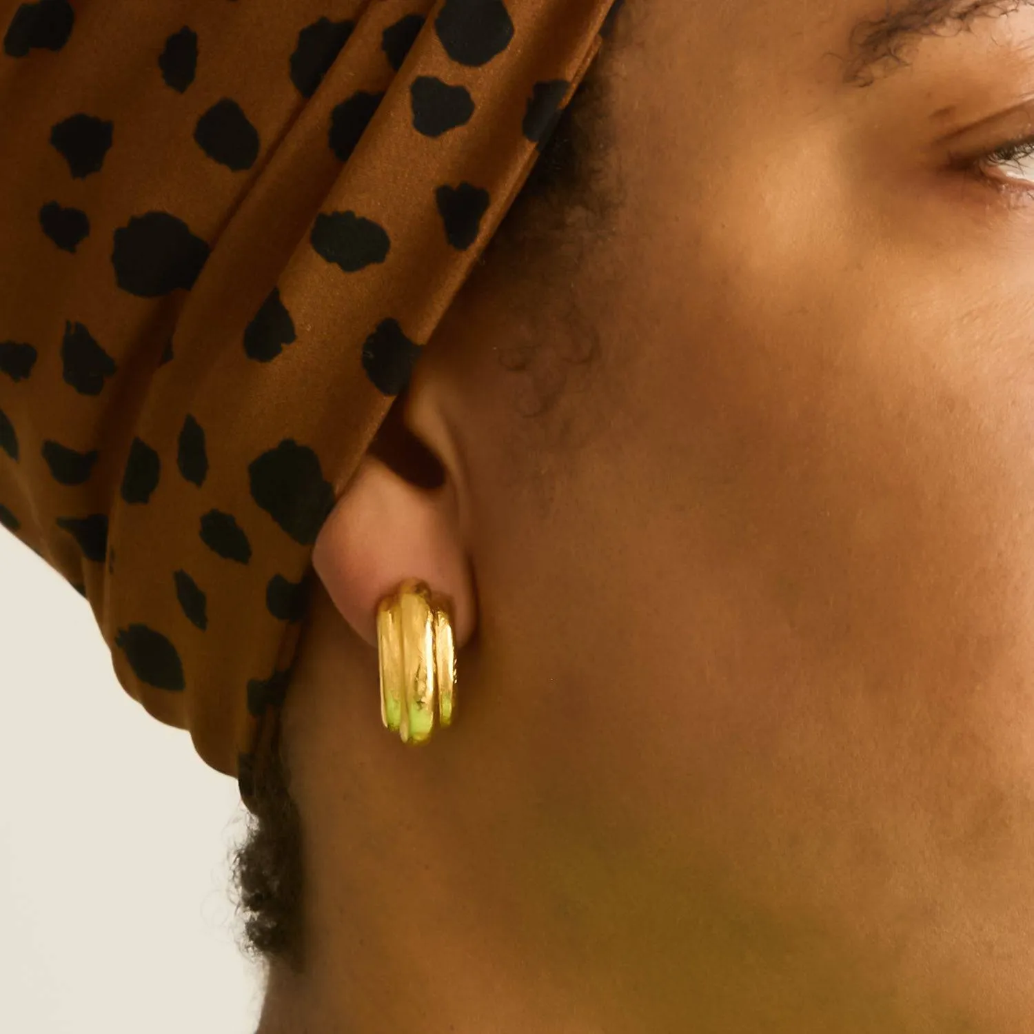 Vintage Monet Textured Half-hoop Clip on Earrings sold by Admiral Row product image thumbnail 2