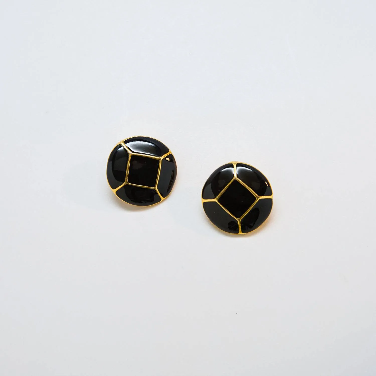 Vintage Black Diamond Enamel Earrings sold by Admiral Row