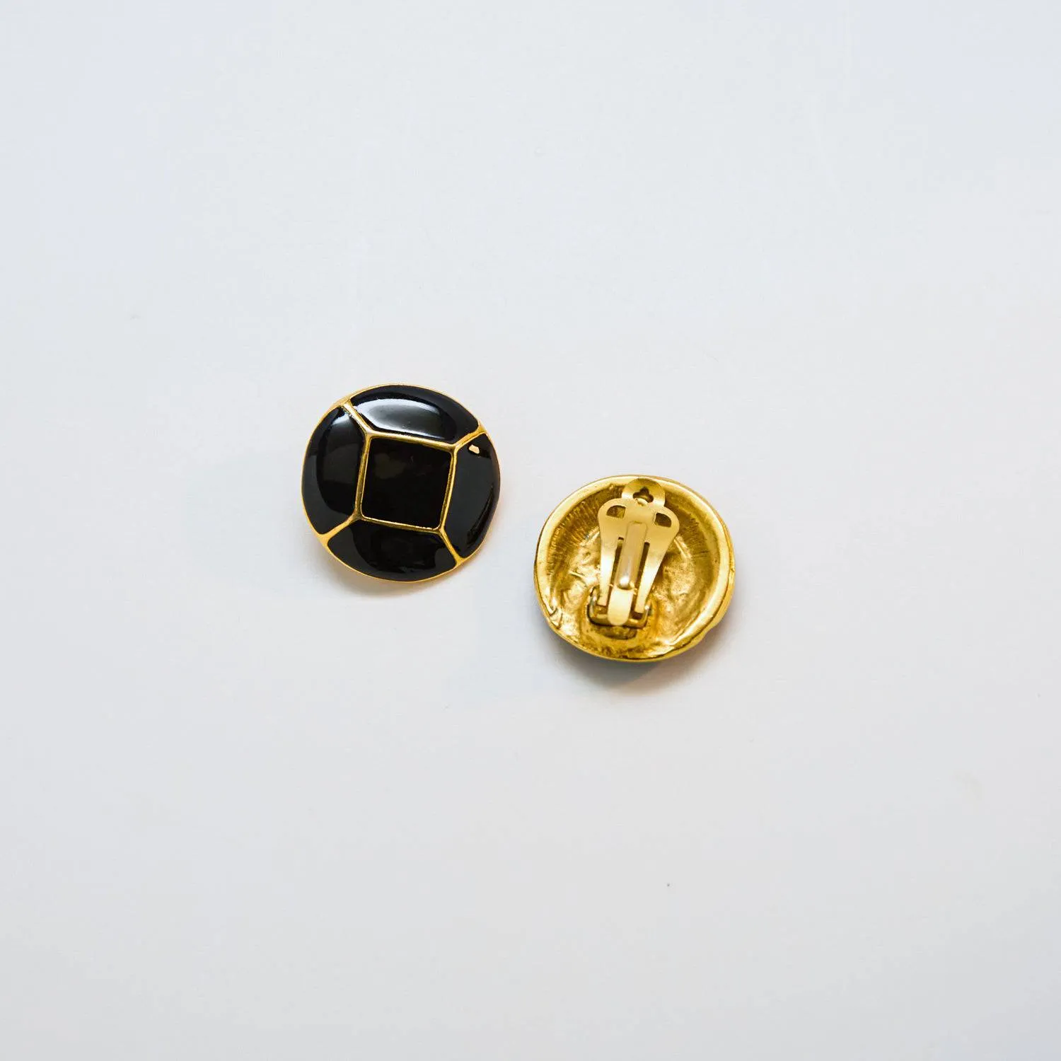 Vintage Black Diamond Enamel Earrings sold by Admiral Row product image thumbnail 3