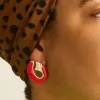 Vintage Red And Gold Swoop Earrings sold by Admiral Row