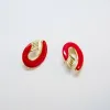 Vintage Red And Gold Swoop Earrings sold by Admiral Row