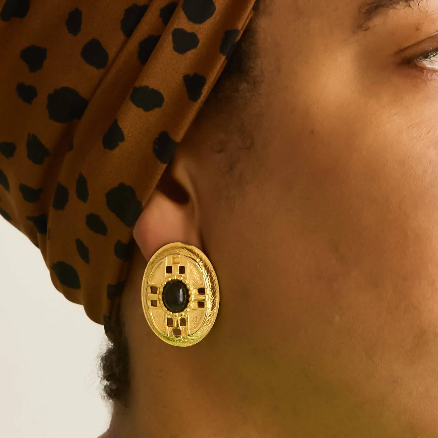 Vintage Black and Gold Cut-out Cameo Earrings sold by Admiral Row product image thumbnail 3