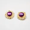 Vintage Blanca Purple Rhinestone and Pearl Earrings sold by Admiral Row