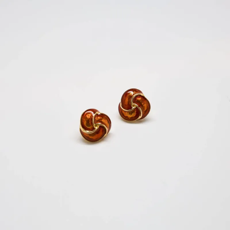 Vintage Amber Enamel Trinity Knot Earrings sold by Admiral Row