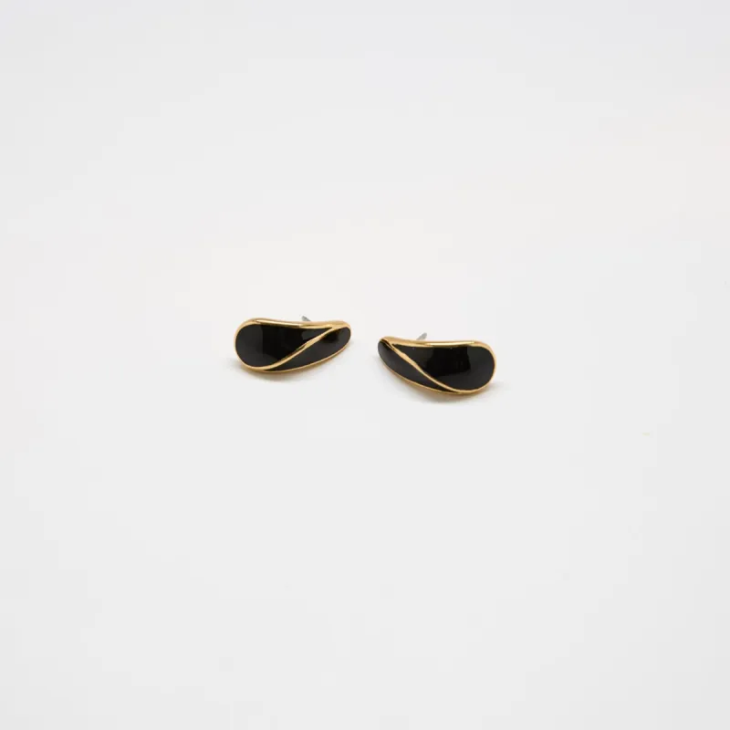Vintage 80s Black Teardrop Earrings sold by Admiral Row