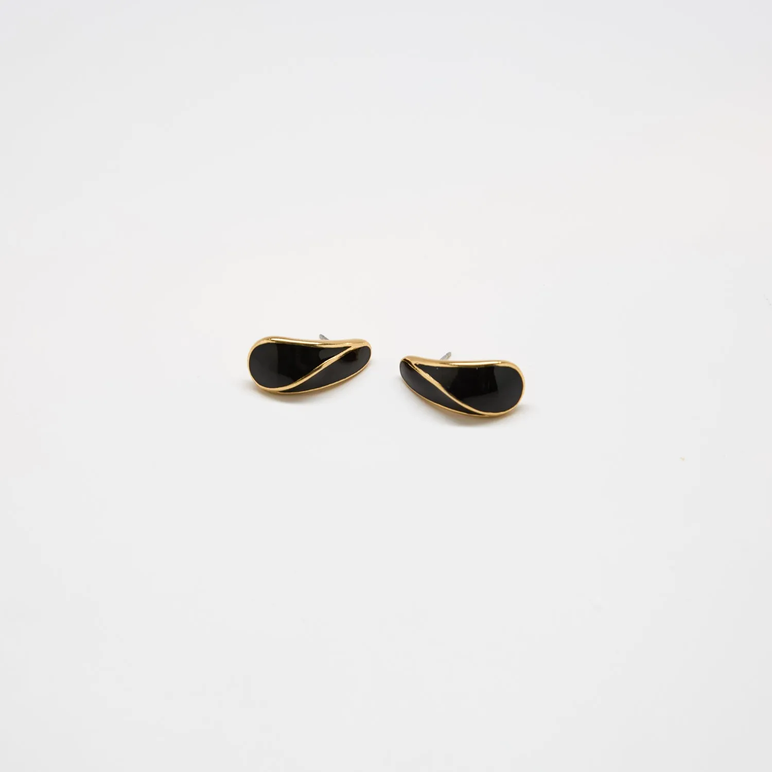 Vintage 80s Black Teardrop Earrings sold by Admiral Row