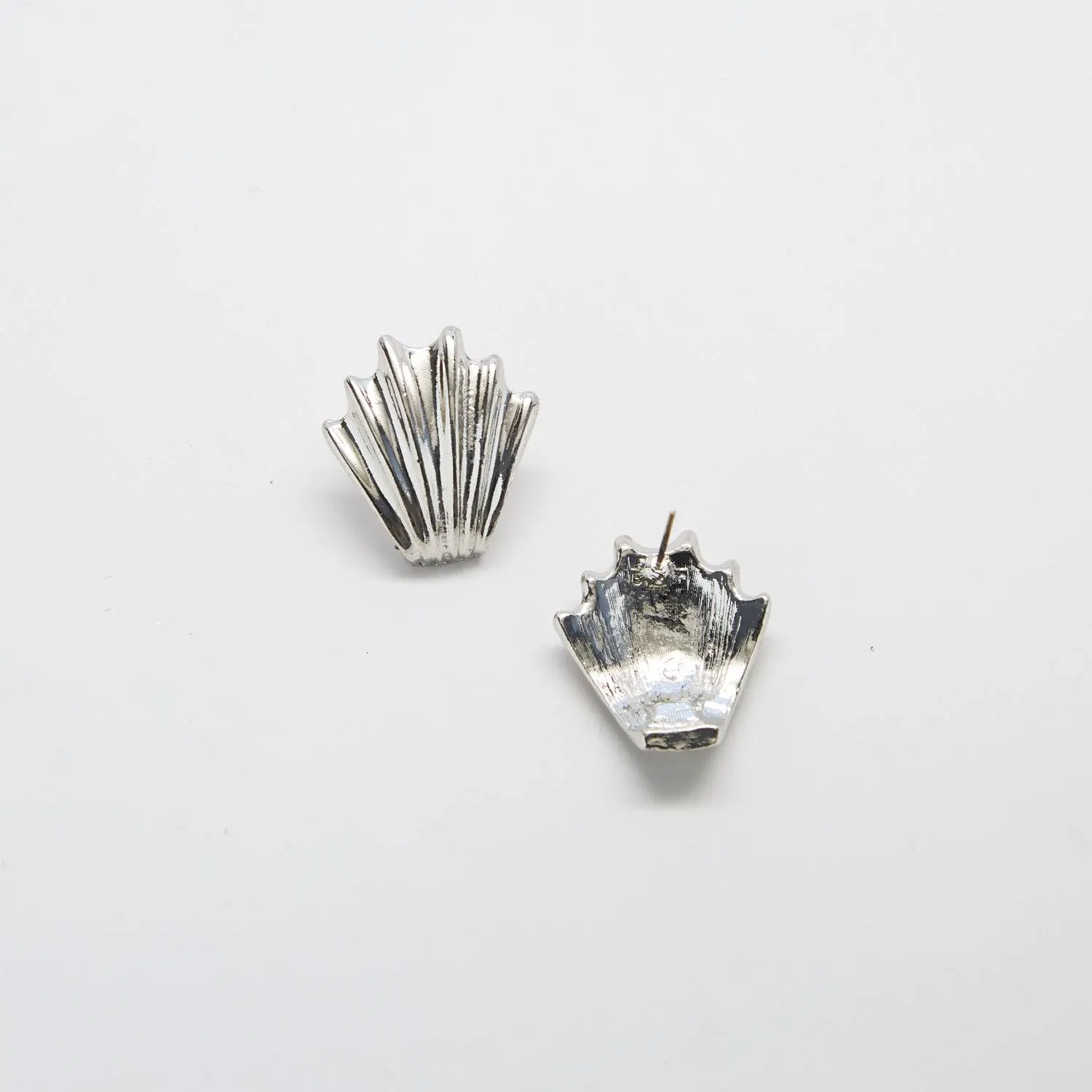 Vintage Scalloped Silver Earrings sold by Admiral Row product image thumbnail 3