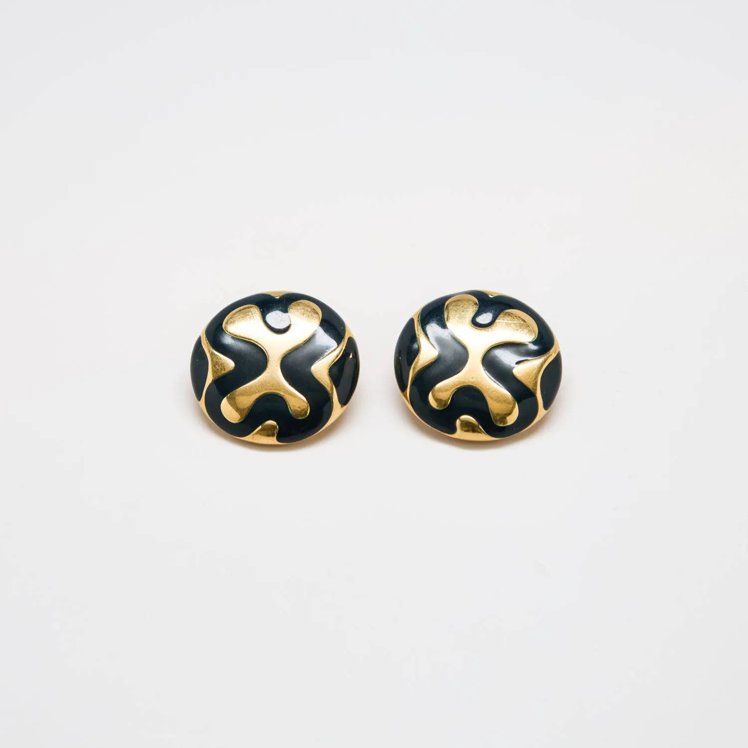 Vintage Monet Abstract Black and Gold Earrings sold by Admiral Row