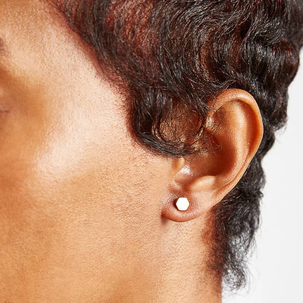 Gold Solid Hexagon Stud Earrings - Imperfect sold by Admiral Row product image thumbnail 2