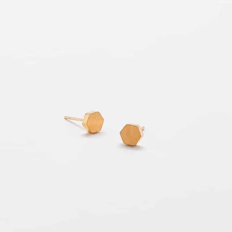 Gold Solid Hexagon Stud Earrings - Imperfect sold by Admiral Row