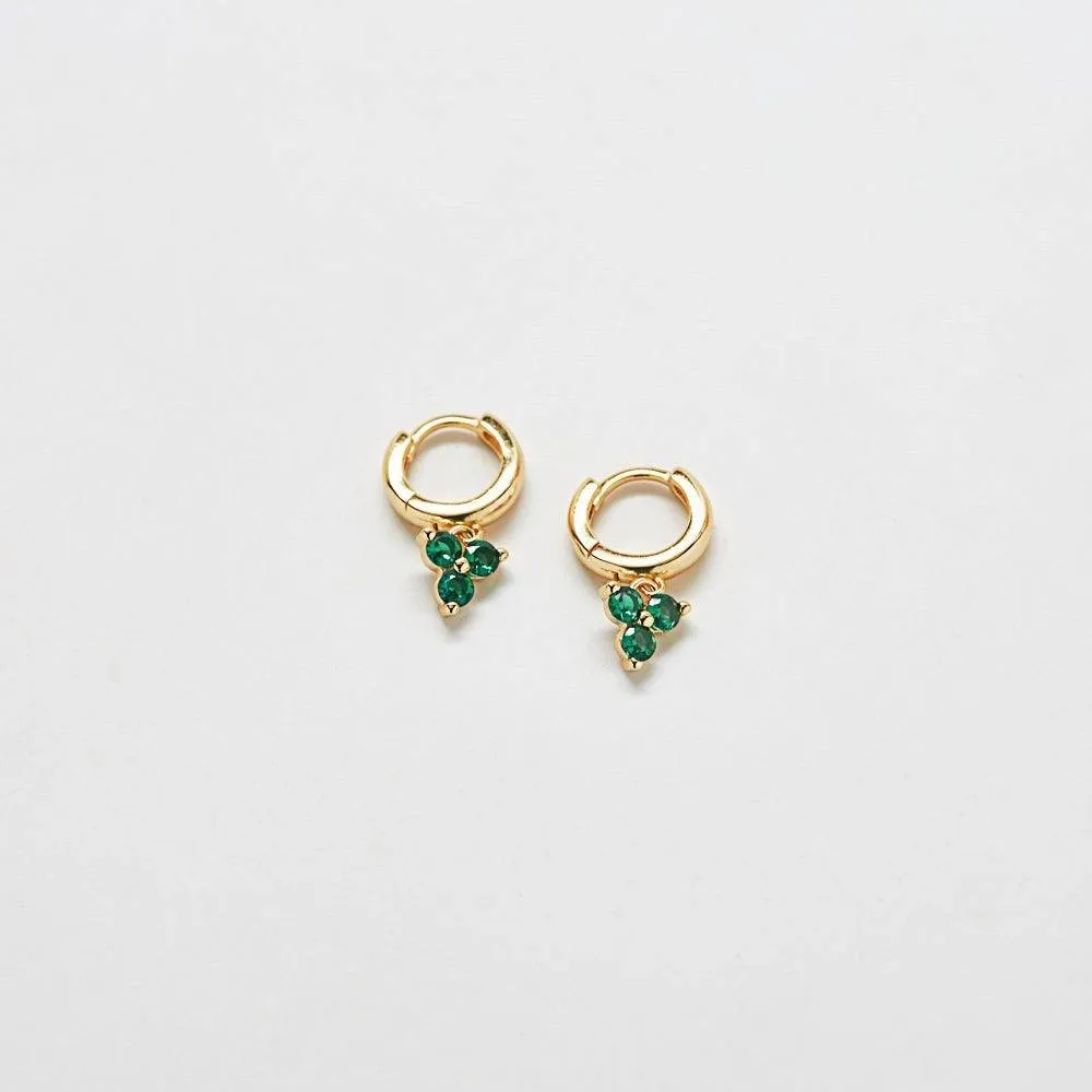 Green Pave Geometric Huggie Earrings - Imperfect sold by Admiral Row