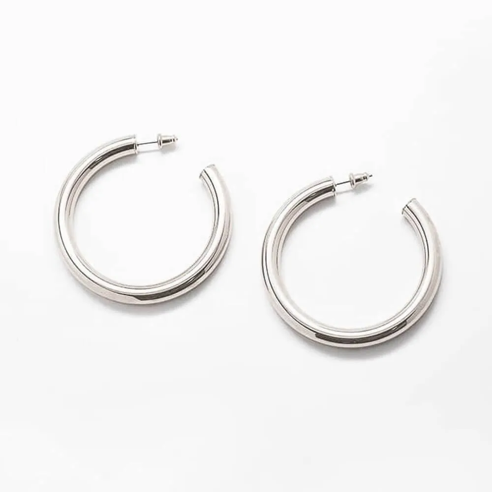 Medium Silver Hoop Earrings - Imperfect sold by Admiral Row product image thumbnail 3