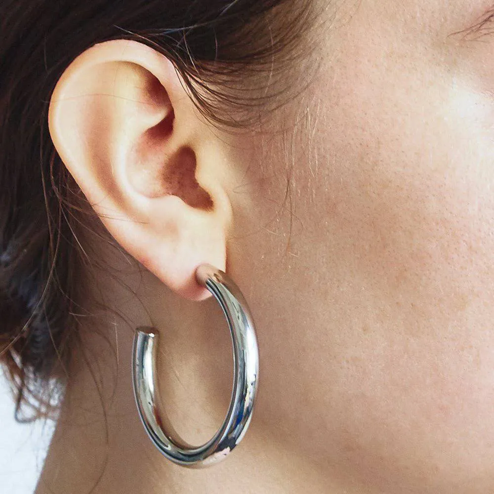 Medium Silver Hoop Earrings - Imperfect sold by Admiral Row product image thumbnail 2