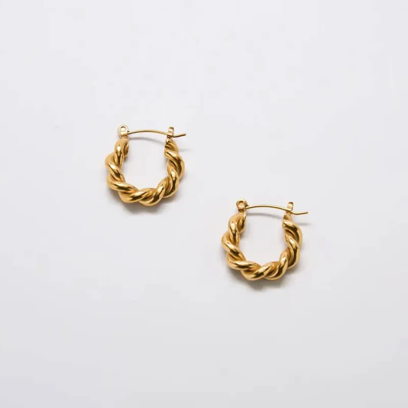 Gold Oval Twist Hoop Earrings sold by Admiral Row