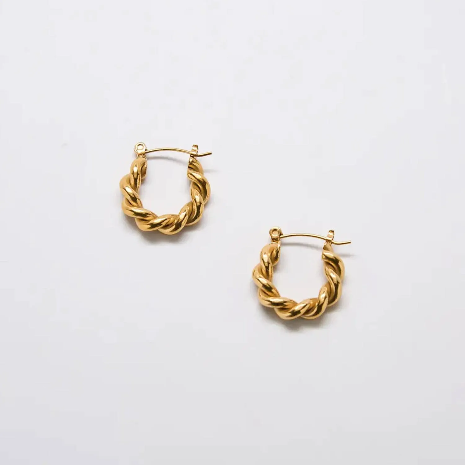 Gold Oval Twist Hoop Earrings sold by Admiral Row