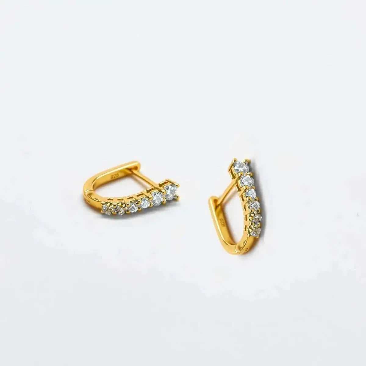 White CZ Huggie Hoop Earrings sold by Admiral Row product image thumbnail 3