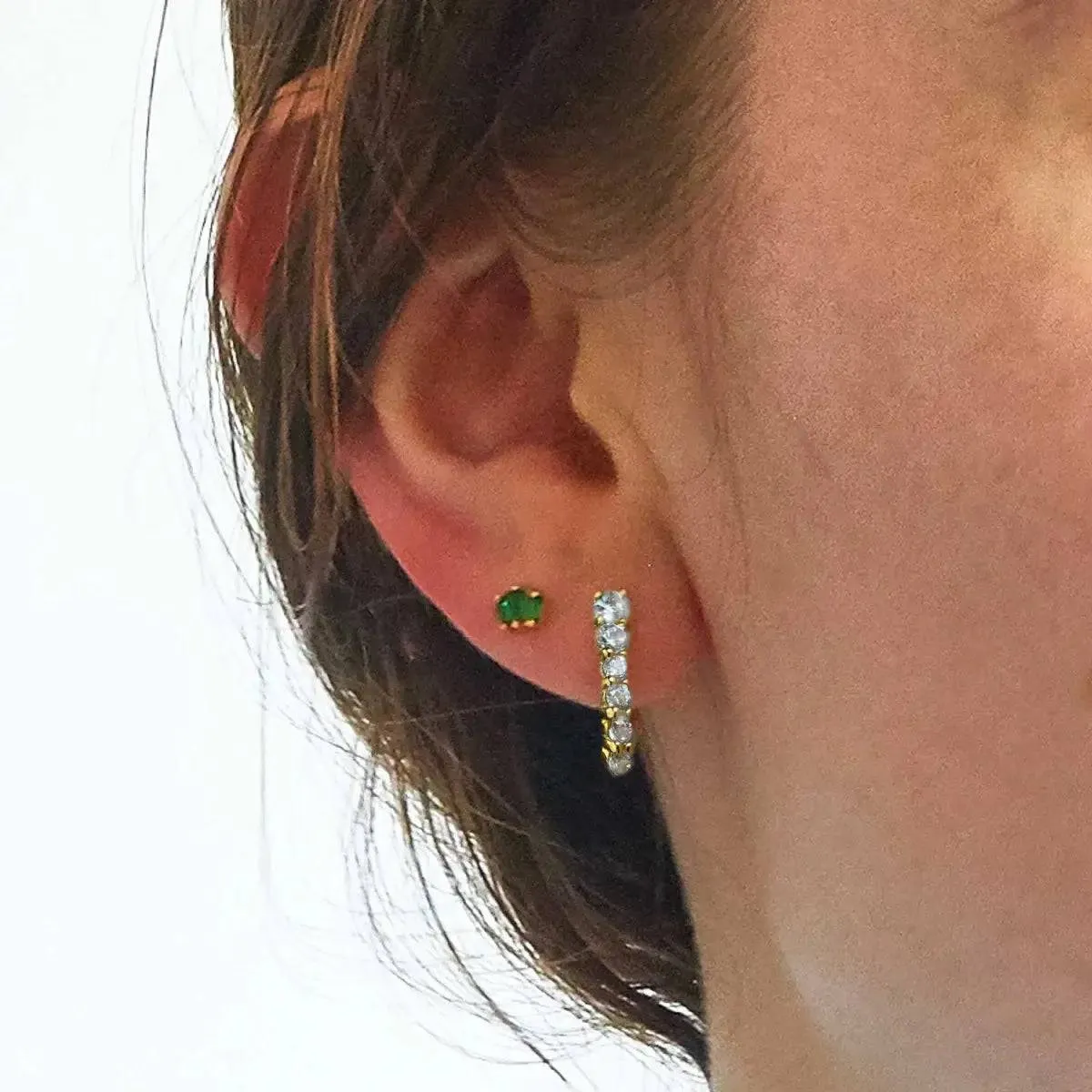 White CZ Huggie Hoop Earrings sold by Admiral Row product image thumbnail 2