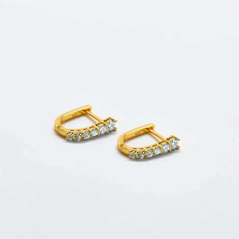 White CZ Huggie Hoop Earrings sold by Admiral Row