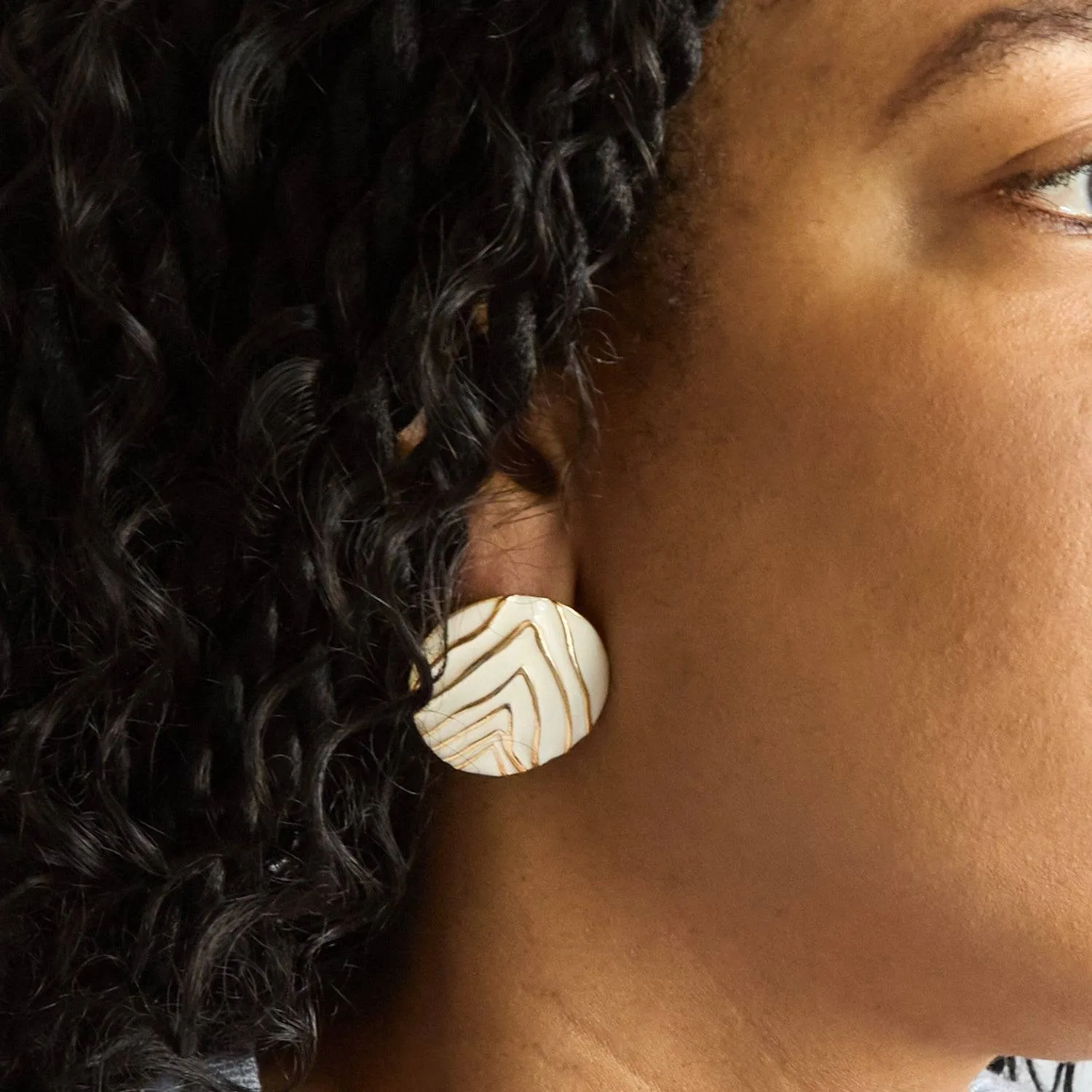 Vintage White and Gold Zebra Print Earrings sold by Admiral Row product image thumbnail 2