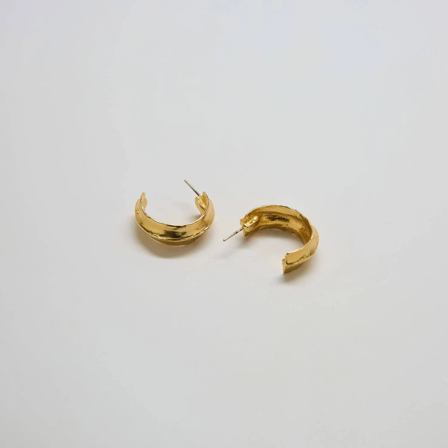 Vintage Ridged Gold Hoop Earrings sold by Admiral Row