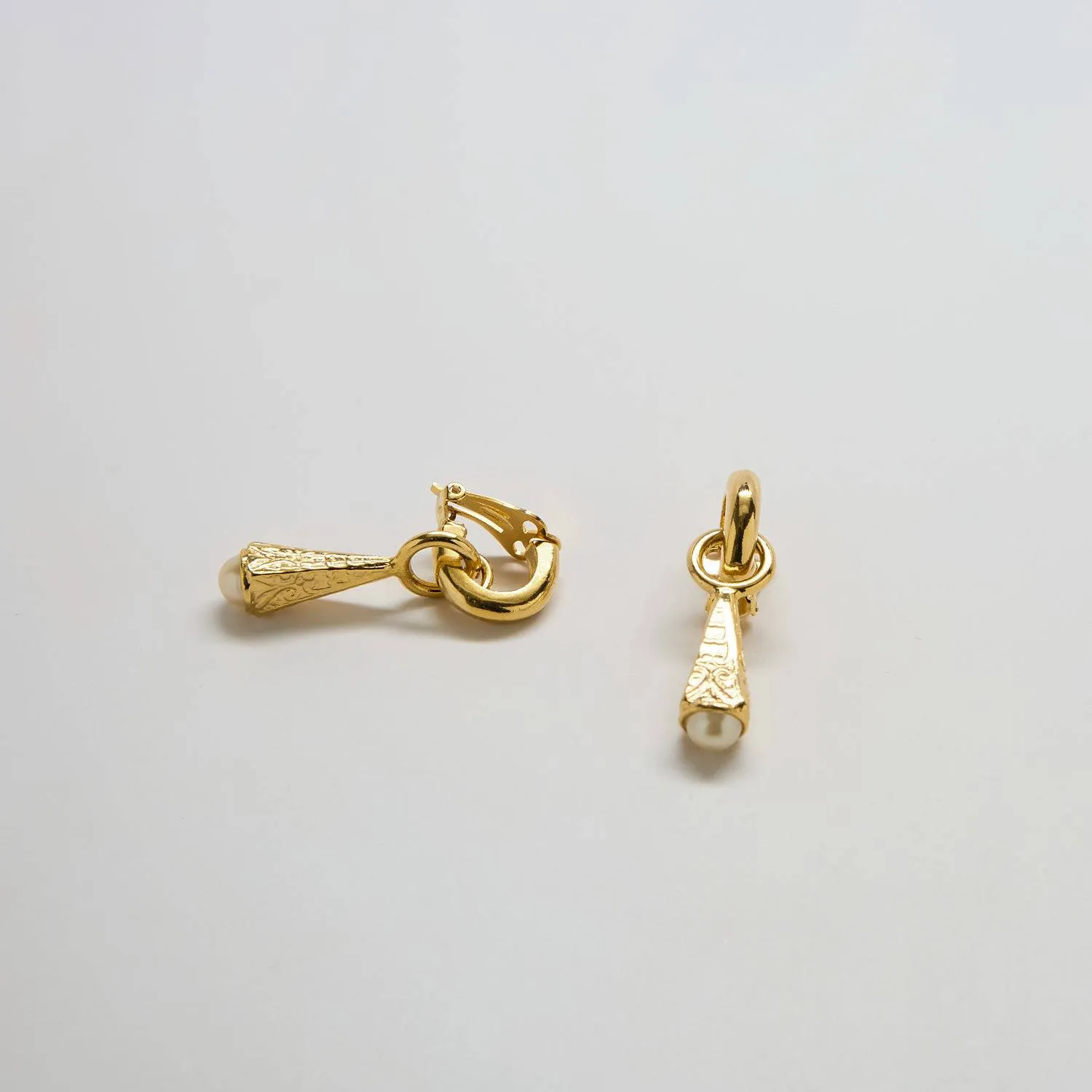 Vintage Baroque Pearl Hoop Drop Earrings sold by Admiral Row