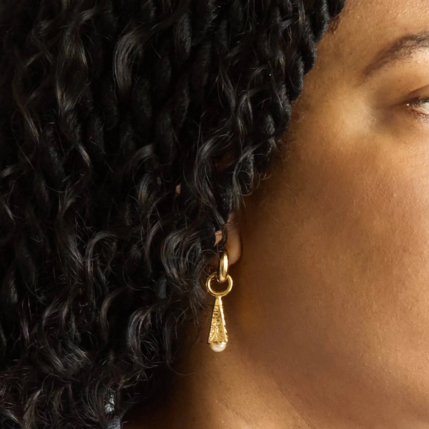 Vintage Baroque Pearl Hoop Drop Earrings sold by Admiral Row product image thumbnail 2