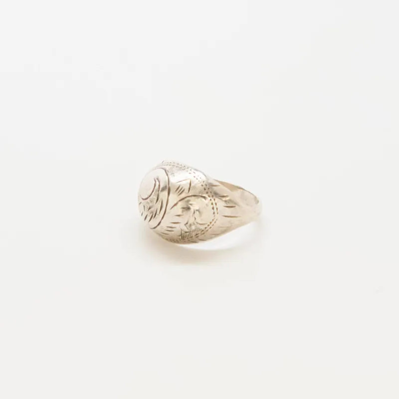 Vintage Etched Silver Dome Ring sold by Admiral Row