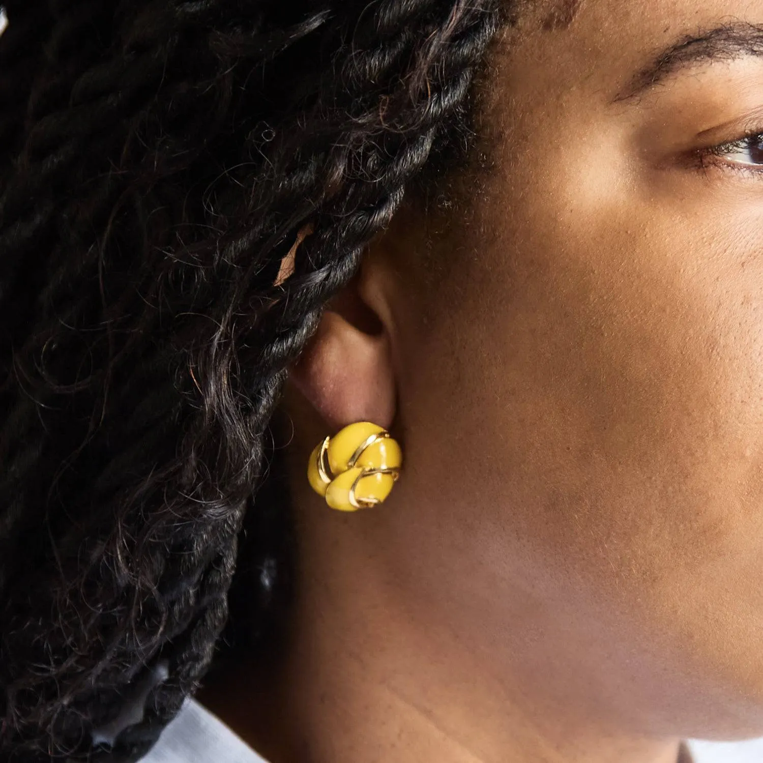 Vintage Yellow Enamel Earrings sold by Admiral Row product image thumbnail 2