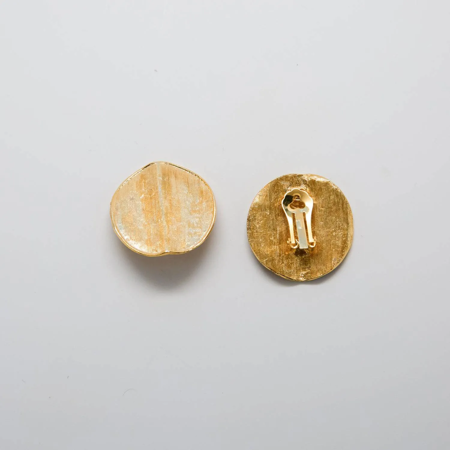 Vintage Gold Textured Circle Earrings sold by Admiral Row product image thumbnail 3