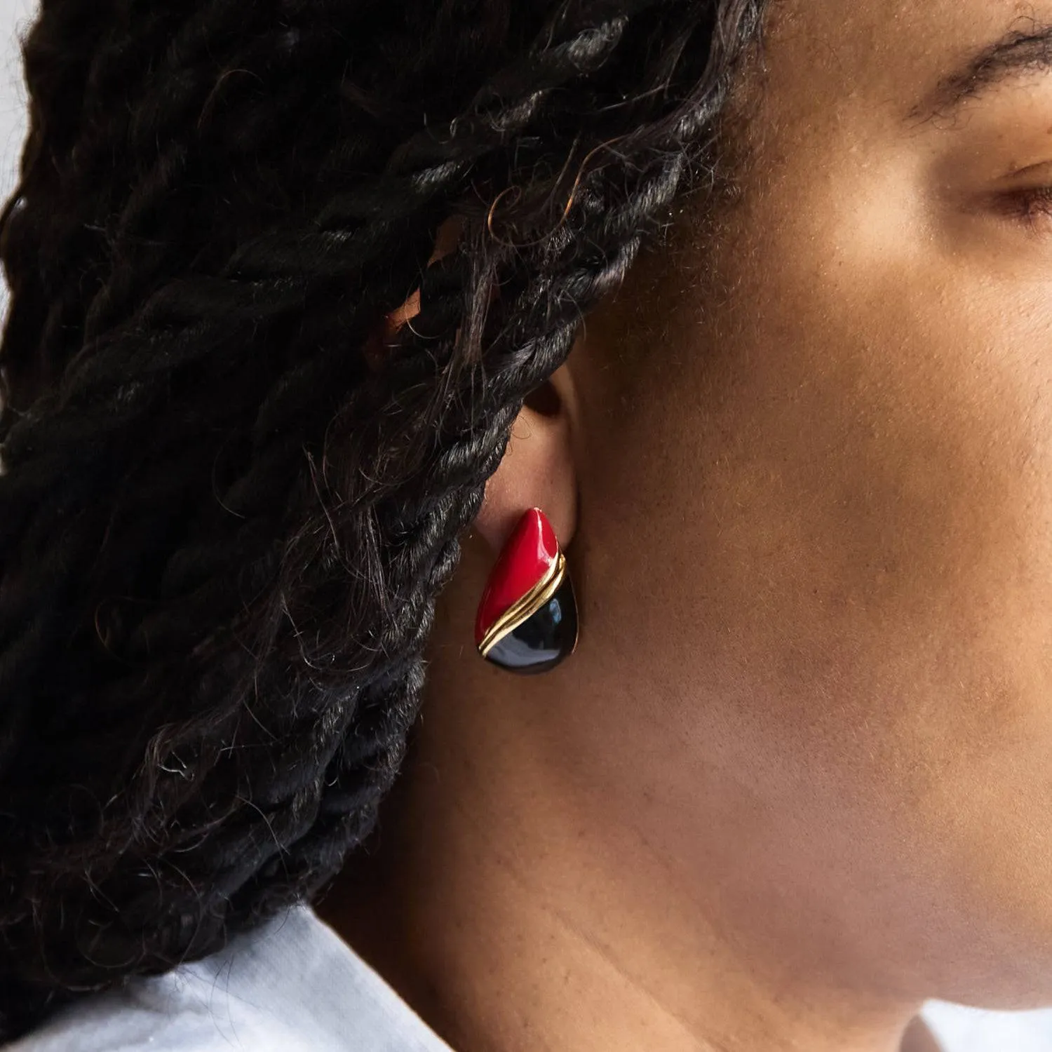 Vintage Gold Red and Black Teardrop Earrings sold by Admiral Row product image thumbnail 2