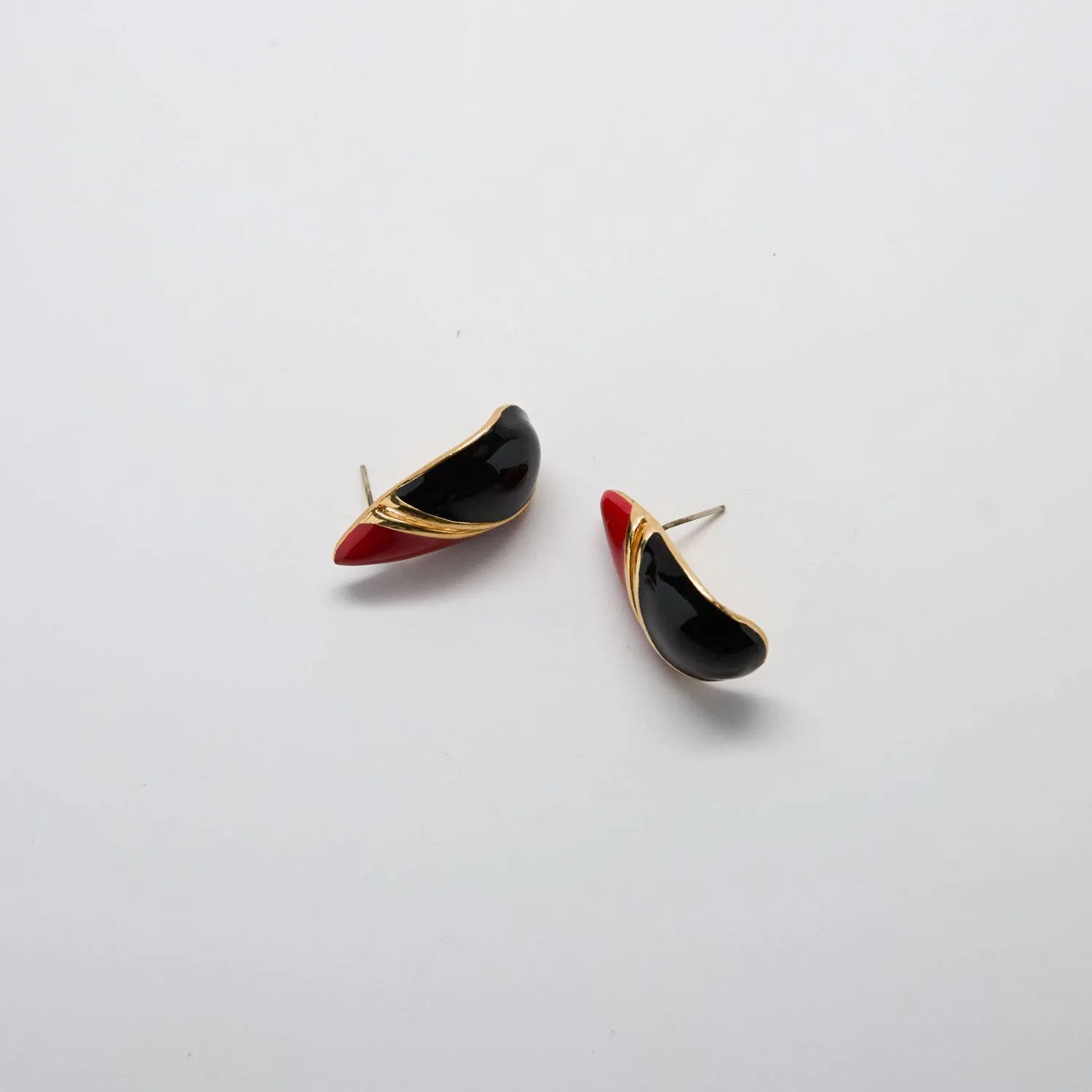 Vintage Gold Red and Black Teardrop Earrings sold by Admiral Row