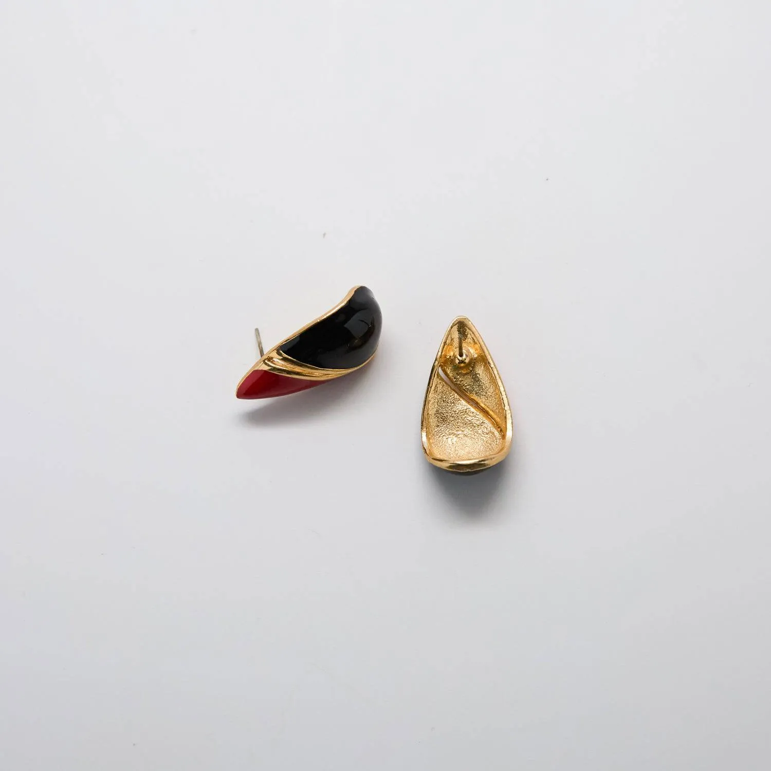 Vintage Gold Red and Black Teardrop Earrings sold by Admiral Row product image thumbnail 3